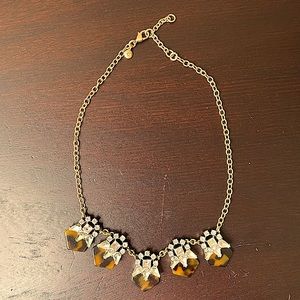 Retired (19.5”) J. Crew Faux Tortoiseshell and Clear Rhinestones Statement Neckl